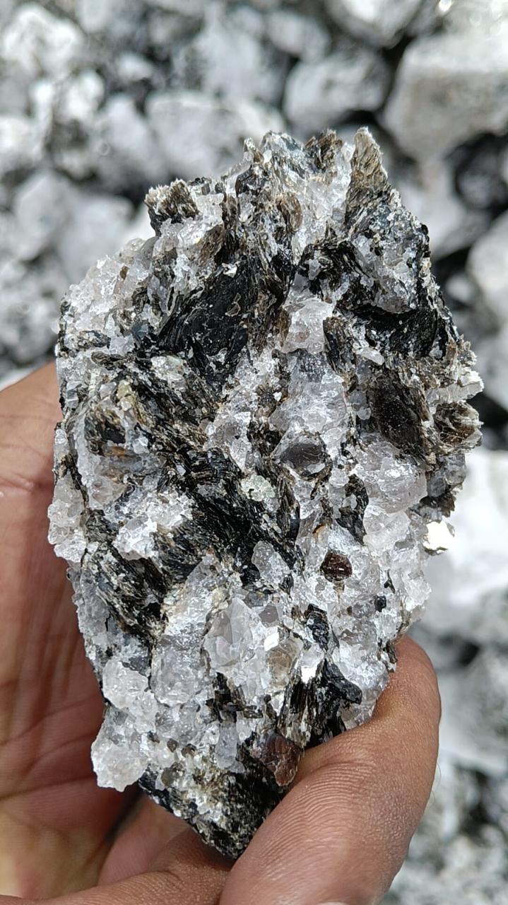 Mica and quartz intergrowth — pre-sort ore specimen from the Indian mica belt